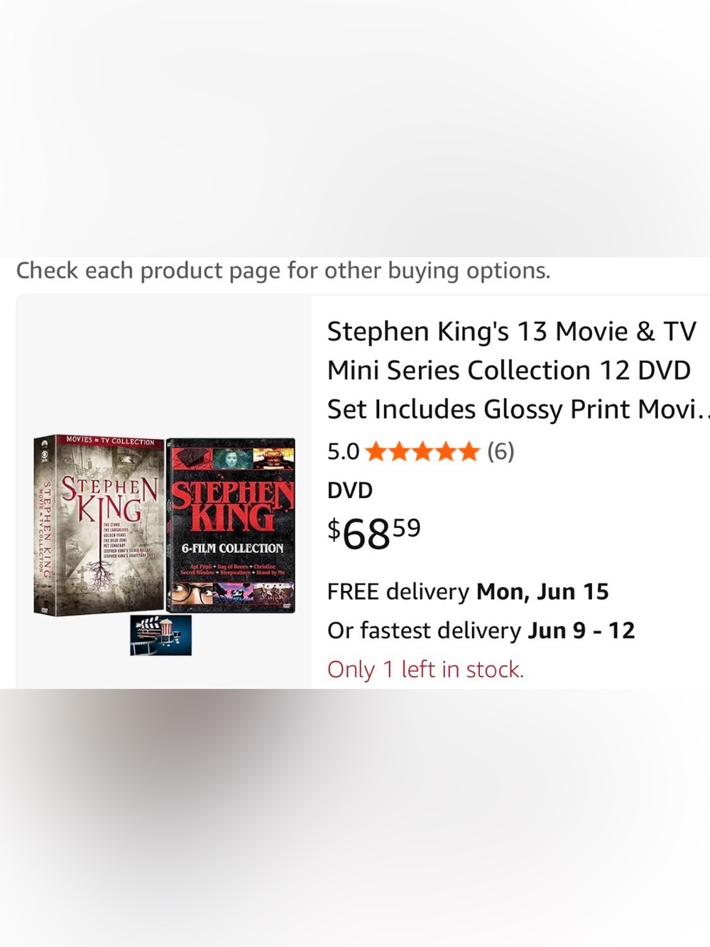 Stephen King 13 Movie & TV Collection DVD Set - Red/Black